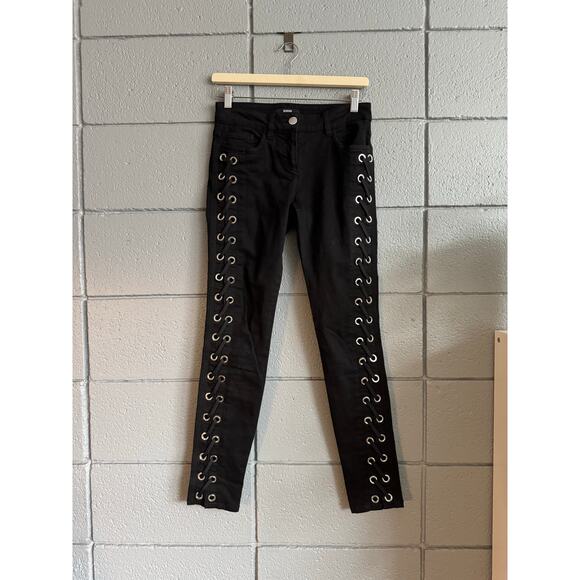 Women's Versus Versace Pantalone Donna Jeans Lace IP size 25 Goth Y2K Grunge - Picture 3 of 9